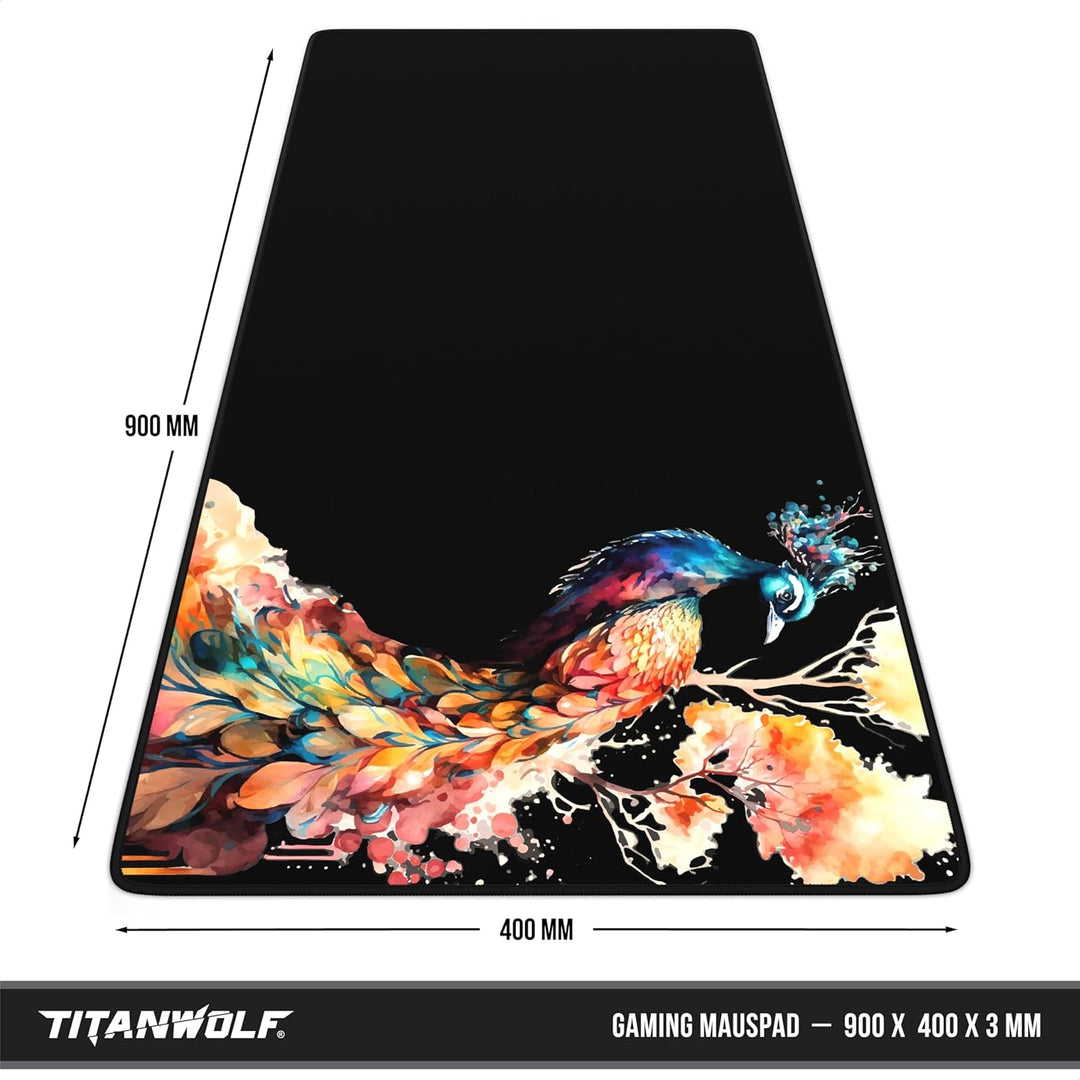 TITANWOLF - XXL Speed Gaming Mauspad 900 x 400mm - XXL Mousepad - Tischunterlage Large Size - verbes
