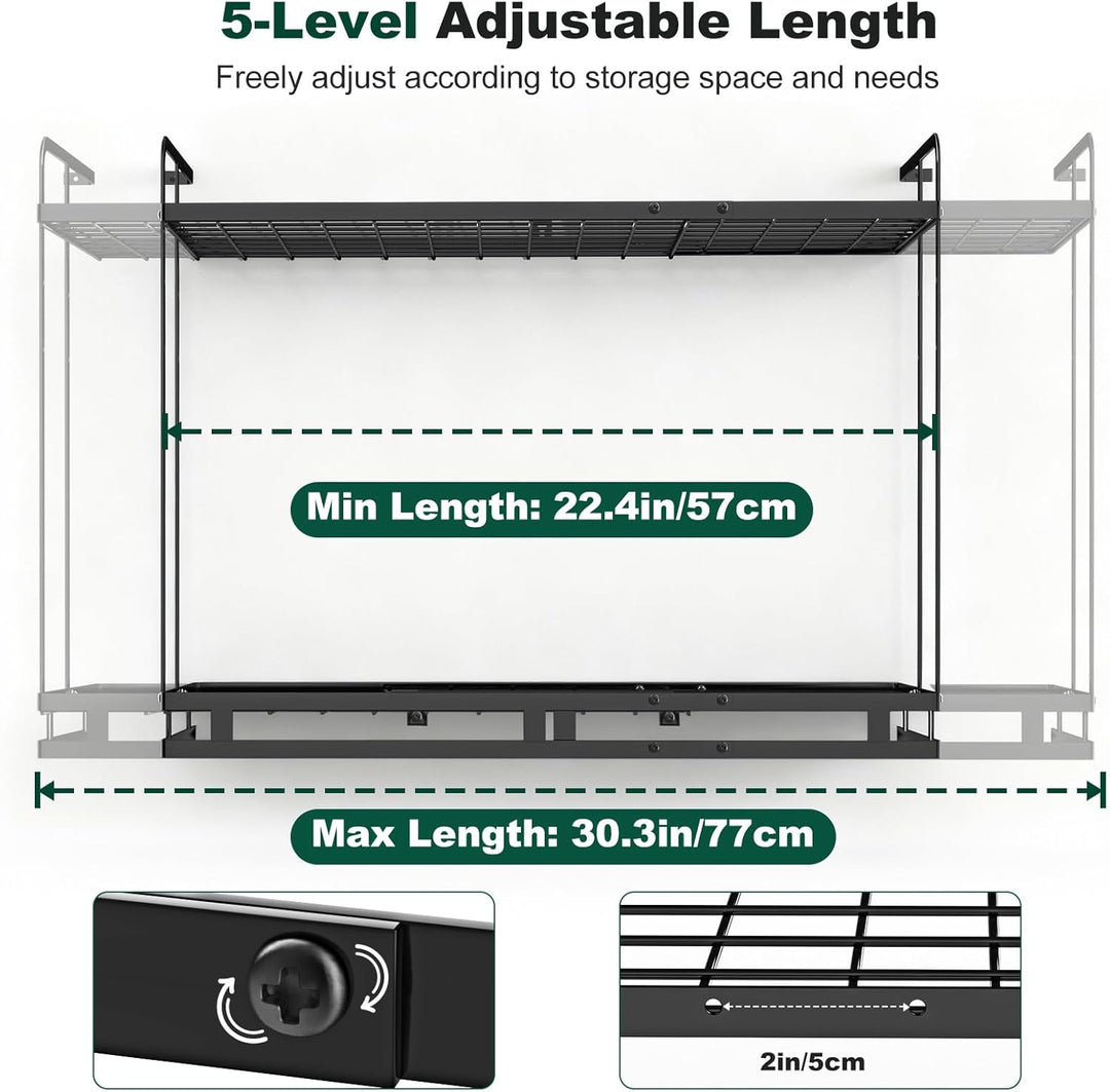 Housolution Topf Organizer Wand, 57-77cm Länge Erweiterbare, 3-Stufig Höhe Verstellbare, Robuster Pf