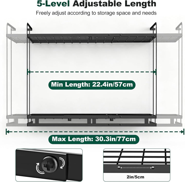 Housolution Topf Organizer Wand, 57-77cm Länge Erweiterbare, 3-Stufig Höhe Verstellbare, Robuster Pf