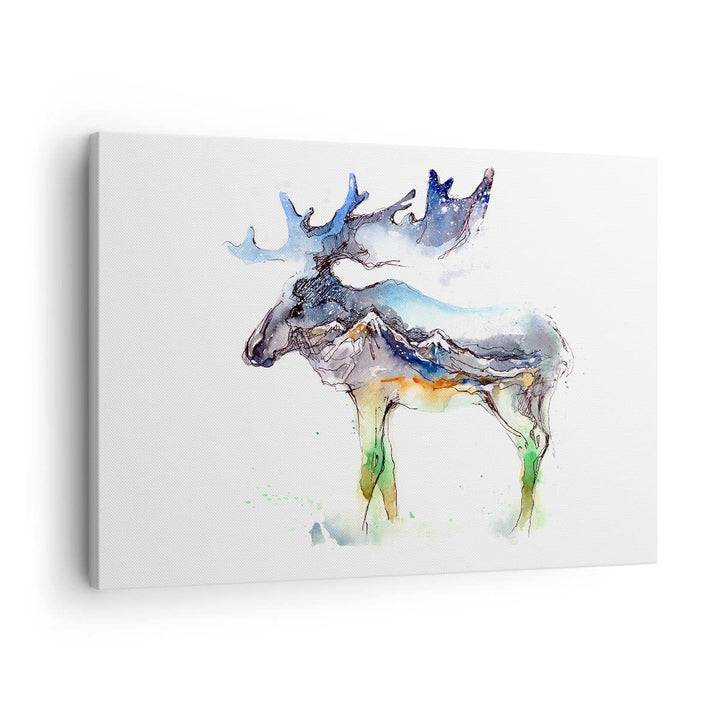 Bilder auf Leinwand Moose Berge Winter illustration Leinwandbild 70x50cm Wandbilder Dekoration Wohnz