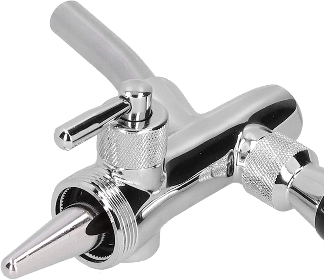 Bierhahn M30 x 1.5 Gewinde Silber Edelstahl Verstellbarer Wasserhahn mit Langem Griff, Bier Getränke