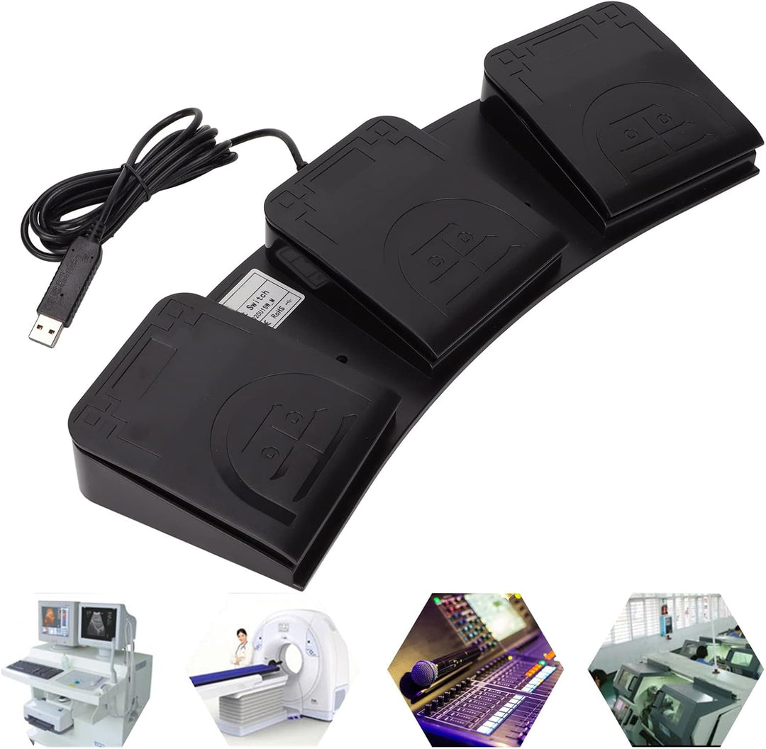 Bewinner USB Fussschalter Aktionsschalterpedal, 3 Tasten MIDI Controller Fussschaltersteuerung Angep