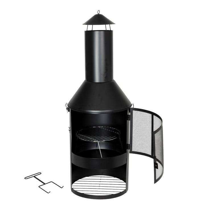 BURI Garten- und Terrassenkamin 134x45cm pulverbeschichtet Gartengrill Gartenkamin Feuerstelle Grill