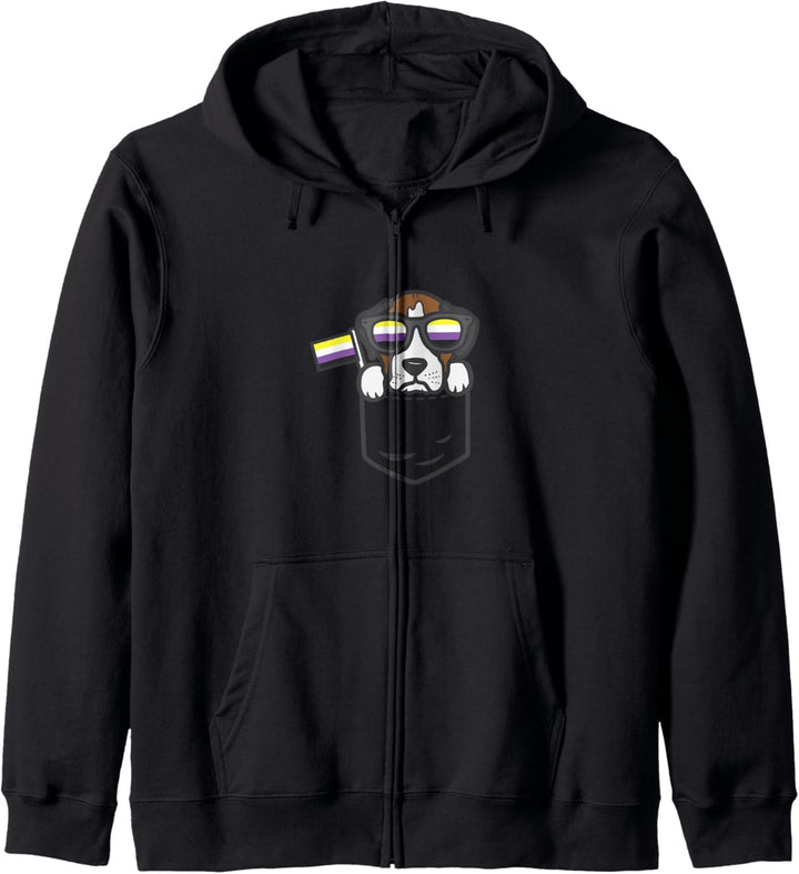 Boxer Pocket Dog LGBTQ Non-Binary Flag Genderqueer Men Women Kapuzenjacke