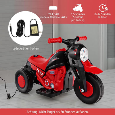 COSTWAY Kinder Motorrad, mit Seifenblasenmaschine, 6V Elektro Motorrad mit Musik und LED Scheinwerfe