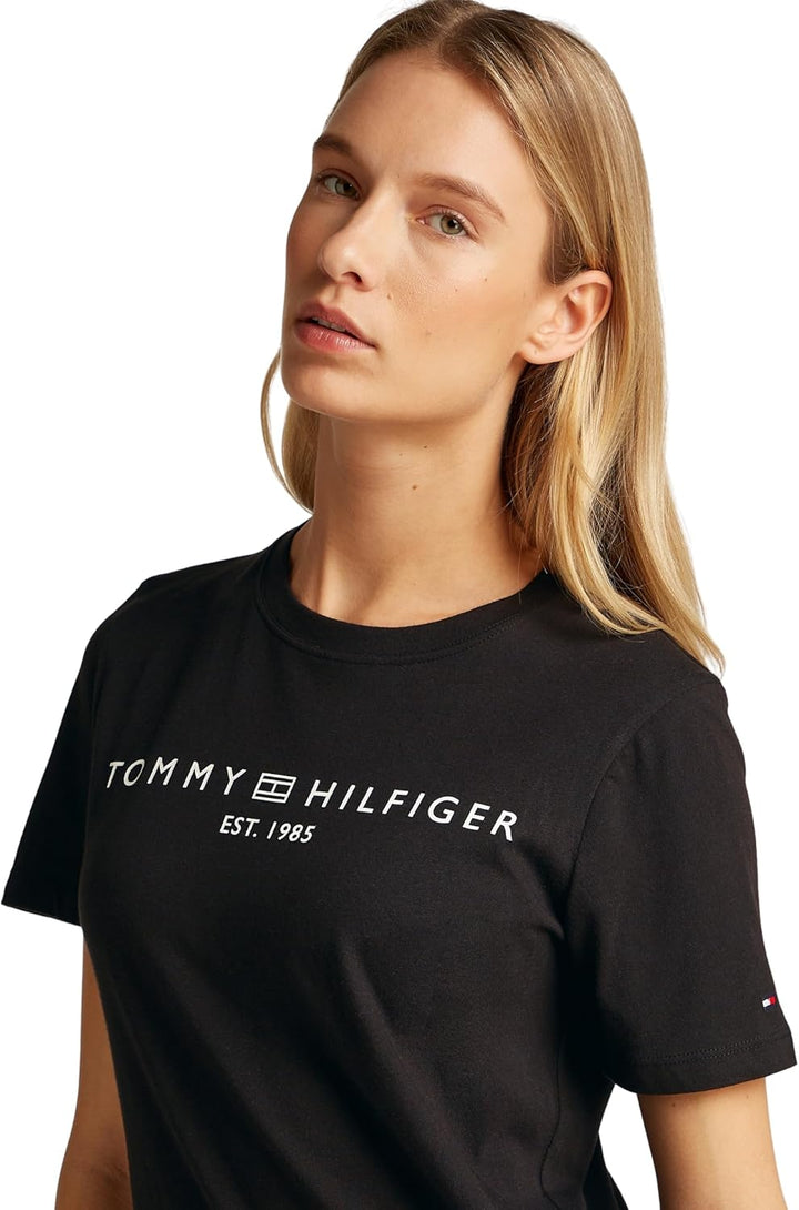 Tommy Hilfiger Damen T-Shirt Kurzarm Rundhalsausschnitt XS Black (Black), XS Black (Black)