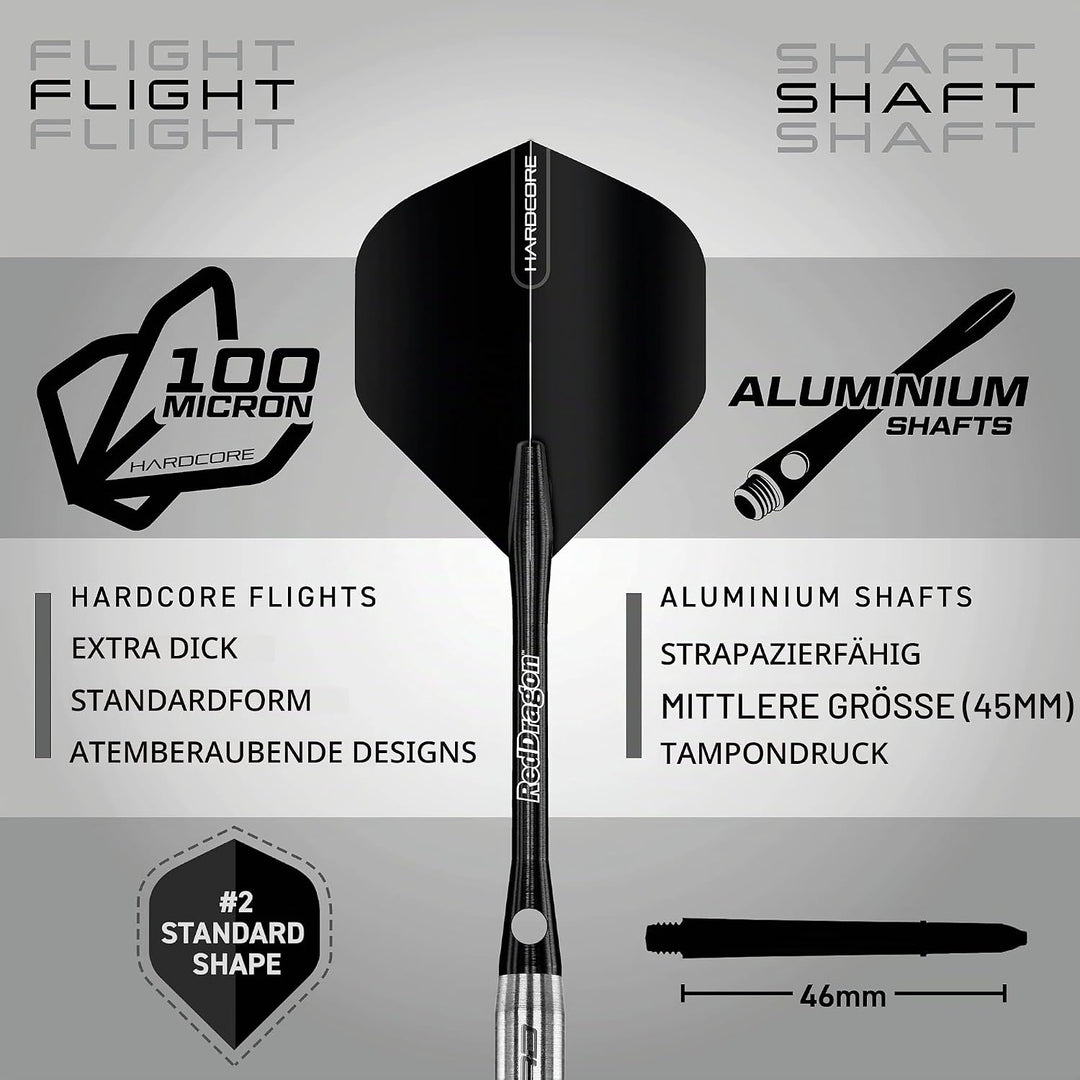 RED DRAGON Rat 26g, 28g, 25g, 30g, 32g oder 35g Tungsten Darts mit Flights und Schäfte 30.0 Gramm, 3