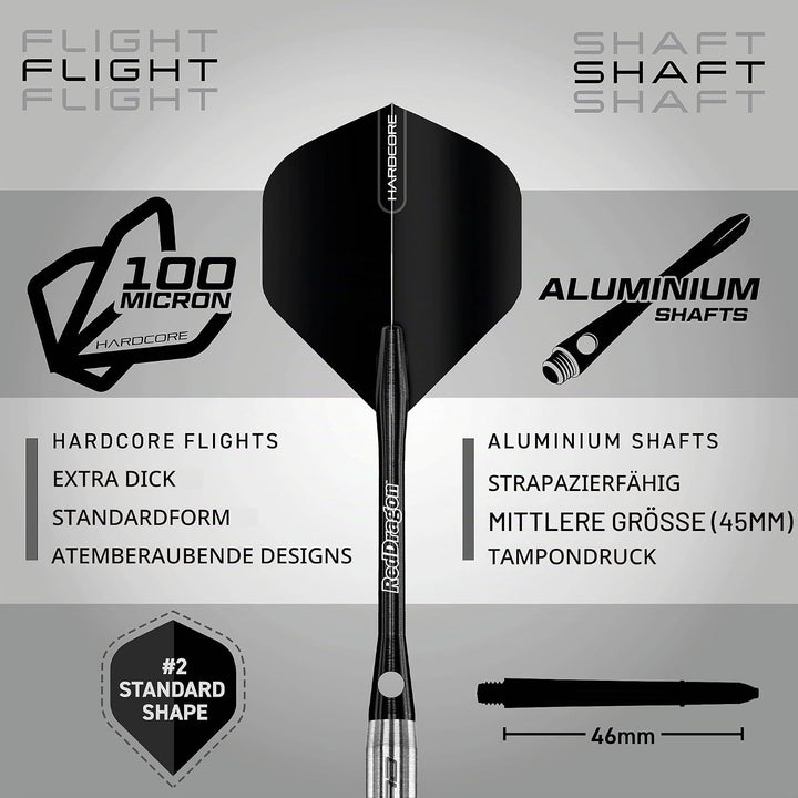 RED DRAGON Rat 26g, 28g, 25g, 30g, 32g oder 35g Tungsten Darts mit Flights und Schäfte 30.0 Gramm, 3