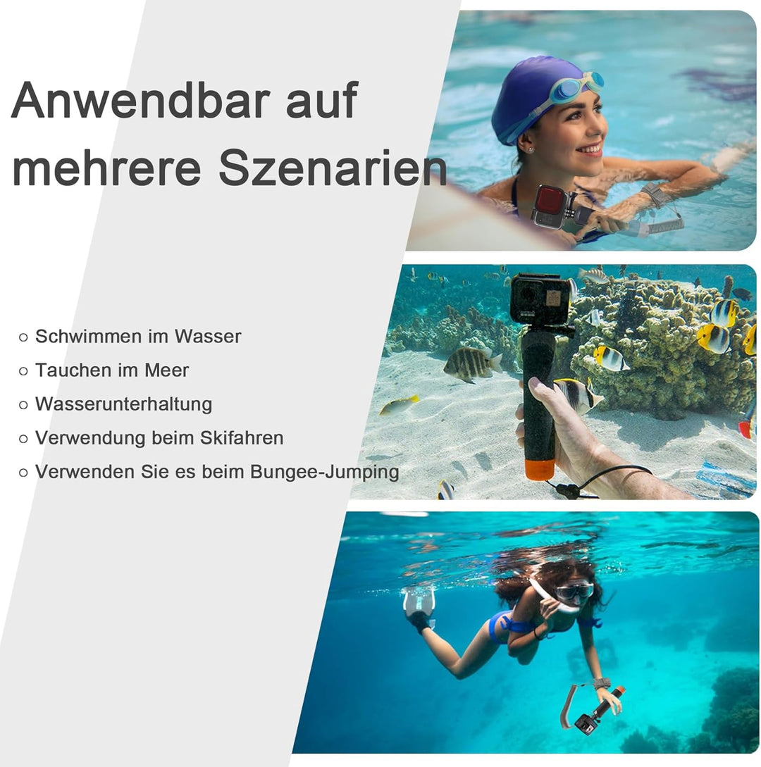 FitStill wasserdichter Einbeinstativ, schwimmender Handgriff + Sicherheits-Handschlaufe mit Stahlker