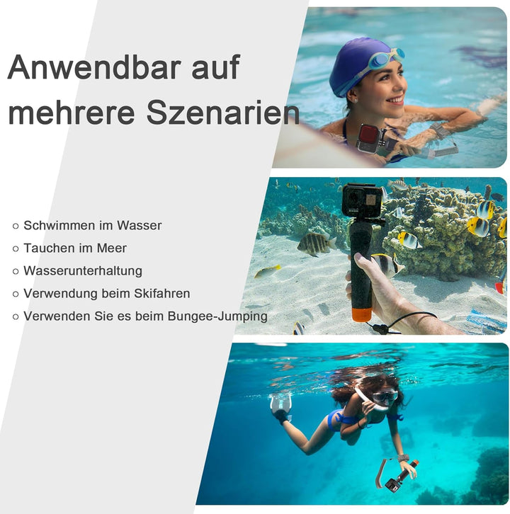 FitStill wasserdichter Einbeinstativ, schwimmender Handgriff + Sicherheits-Handschlaufe mit Stahlker