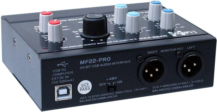 E-Lektron streaming Audio-Mixer Mischpult inkl. 24 Bit/96kHz USB Audio-Interface Soundkarte (MF22-PR