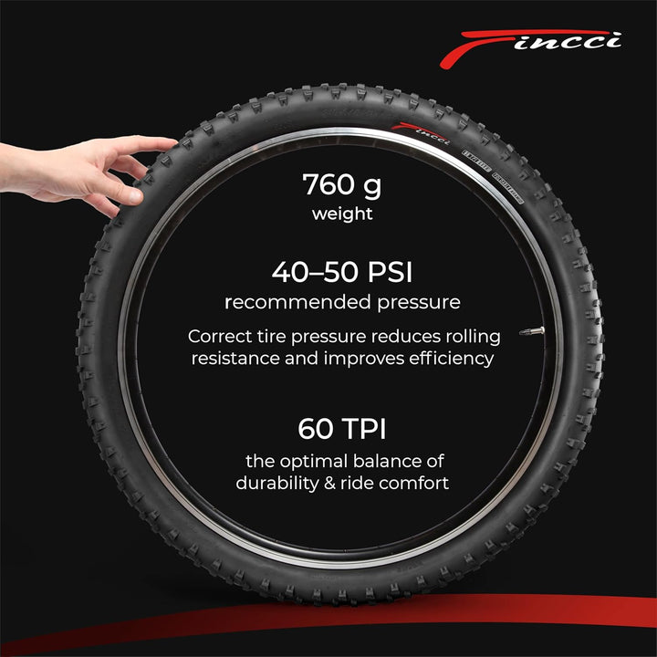 Fincci Fahrradreifen 29 x 2.6 Zoll 66-622 ETRTO Reifen mit Nylonschutz, 60 TPI für Mountain, MTB, Do