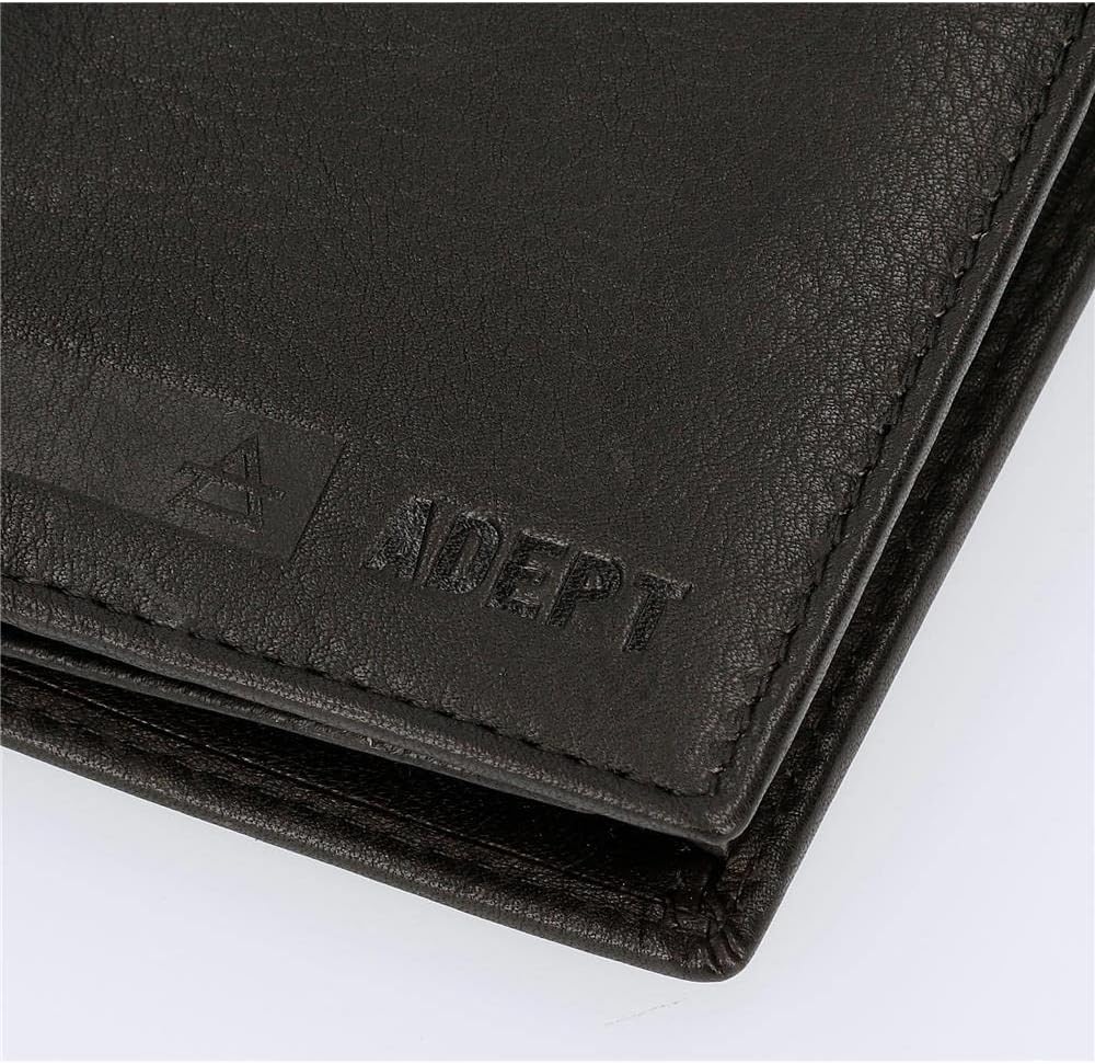 Adept Alan Horizontale Geldbörse mit Klickverschluss Schwarz 11 x 8,5 x 1 cm Leder, Schwarz , Querta