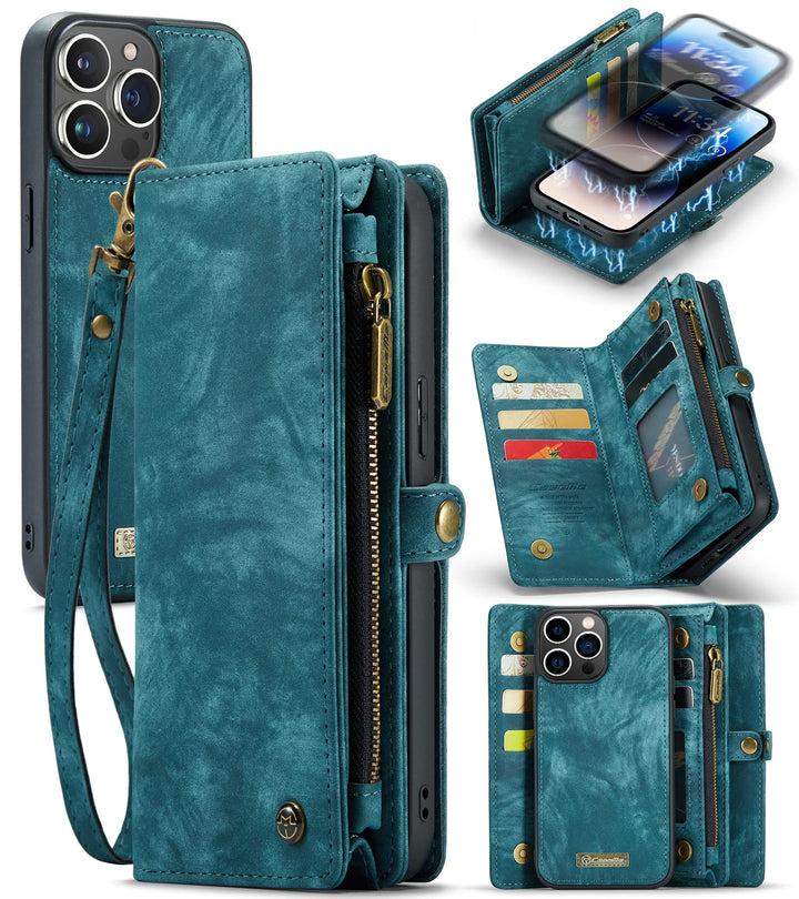 UFinetech iPhone 14 Pro Max Hülle, Flip Leder TPU Stossfeste Kartenfach Tasche Handyhülle iPhone 14