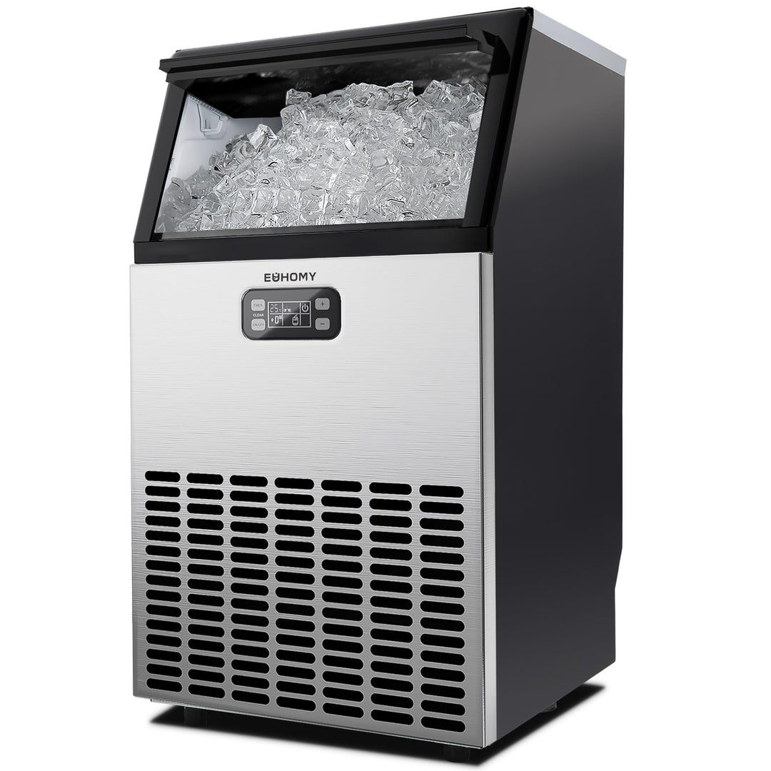 EUHOMY Gewerbliche Eiswürfelmaschine, 45 kg/24 Std. Edelstahl Untertisch-Eismaschine mit 15 kg Eisla