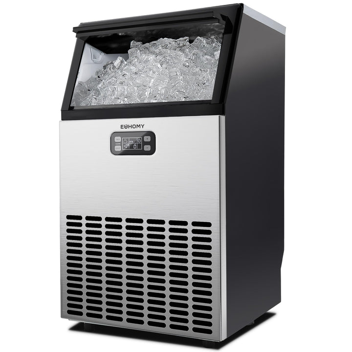 EUHOMY Gewerbliche Eiswürfelmaschine, 45 kg/24 Std. Edelstahl Untertisch-Eismaschine mit 15 kg Eisla