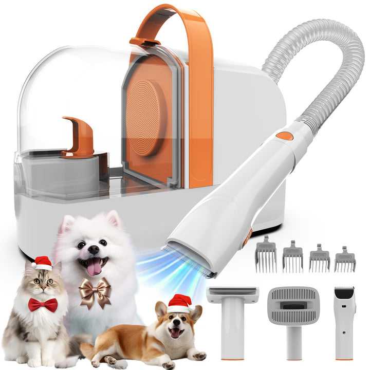 Hundepflege Vakuum Saug 99% Tierhaare PG10 Hundeschermaschine mit Staubsauger 12000 Pa, Hundebürste