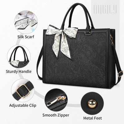 NUBILY Handtasche Damen Shopper Grosse Schwarz Leder Umhängetasche Elegant Gross Laptop Schultertasc