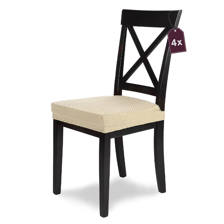 SCHEFFLER-Home Stretch Stuhlbezug Luna/Creme Stuhlbezug 4er Set elastische Stuhlschoner/Sitzbezug Es