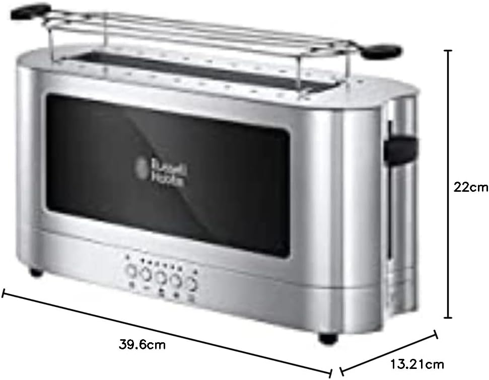 Russell Hobbs Toaster [Langschlitz für 2 Scheiben / 1 breite Brotscheibe] Elegance Glas/Edelstahl (e