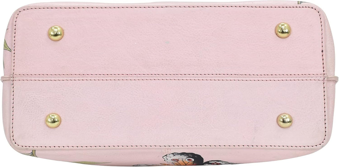 Anuschka Original handbemalte Damen-Tragetasche aus echtem Leder, mittelgross Butterfly Melody, Butt