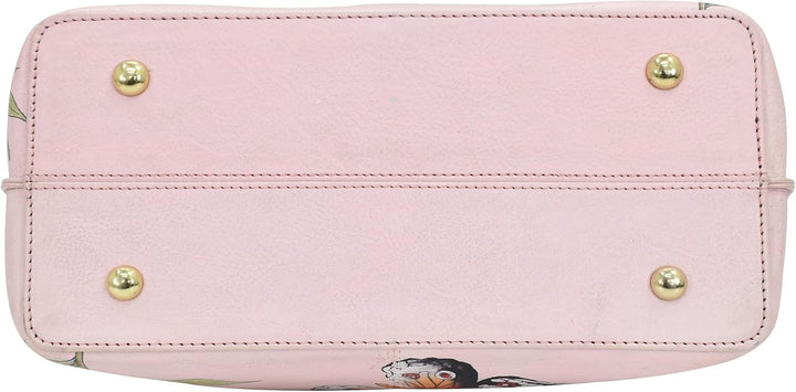 Anuschka Original handbemalte Damen-Tragetasche aus echtem Leder, mittelgross Butterfly Melody, Butt