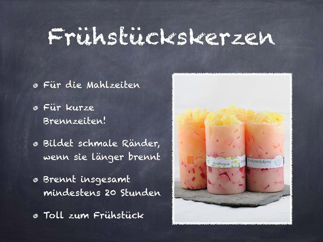 "Feuerschein" Frühstückskerzen mit Würfelspitze im 4er Set - Konzeptkerzen für Ihren Alltag