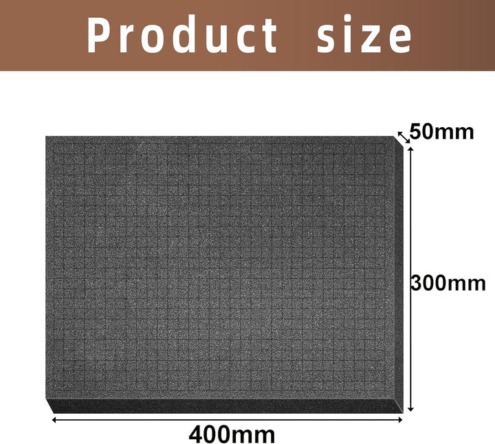 2 Stück 400 x 300 x 50 mm Rasterschaumstoff Würfelschaum - Werkzeugkoffer Kamerakoffer Schaumstoff,K