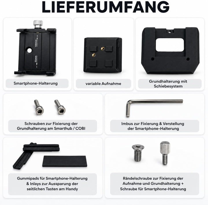Generisch Universal 2.0 Halterung für Bosch SmartphoneHub/COBI.Bike E-Bike – Handyhalter Adapter mit