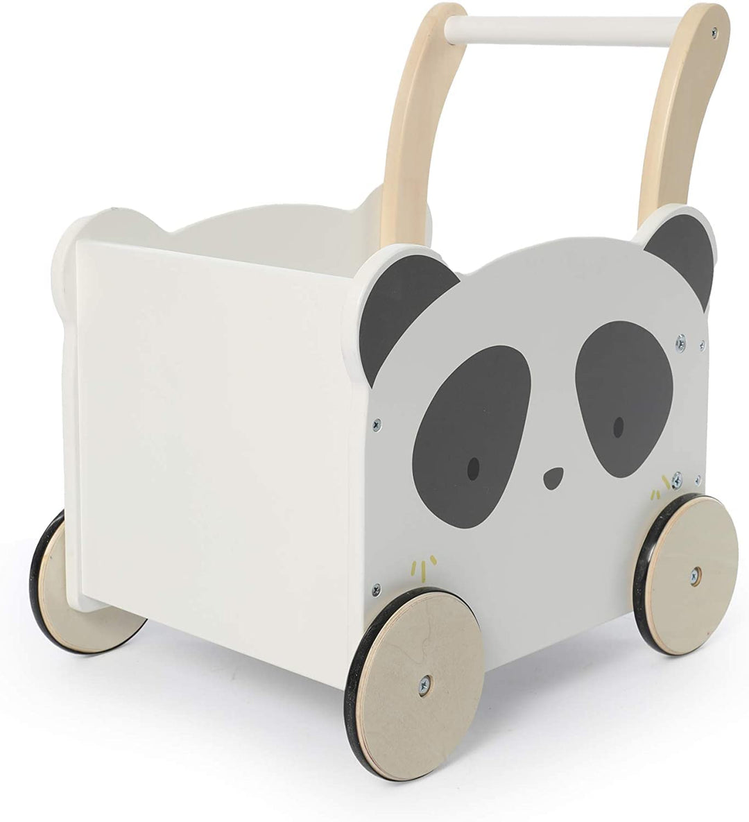 labebe Kinder Lauflernwagen Holz, Baby Panda Lauflernhilfe Mit Stauraum für 1-3 Jahre，Gehfrei/Laufwa