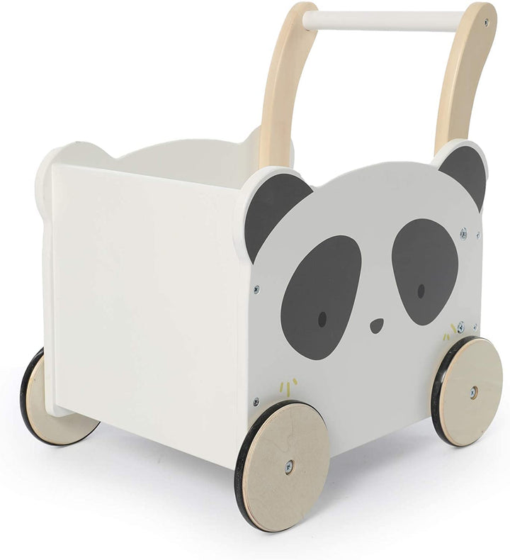 labebe Kinder Lauflernwagen Holz, Baby Panda Lauflernhilfe Mit Stauraum für 1-3 Jahre，Gehfrei/Laufwa