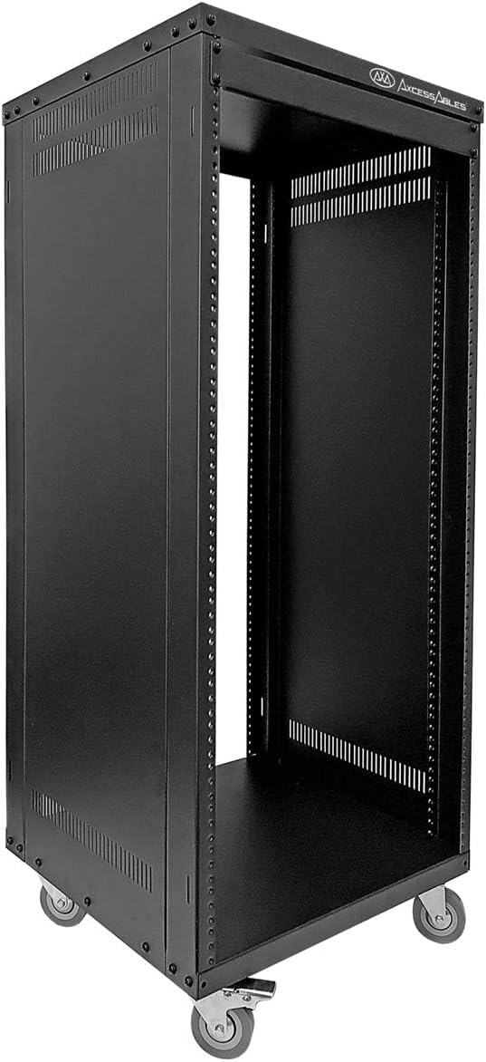AxcessAbles 30U Rollender IT-Server-Rack, 250 kg, robuster offener Rahmen mit abnehmbaren Seitenteil