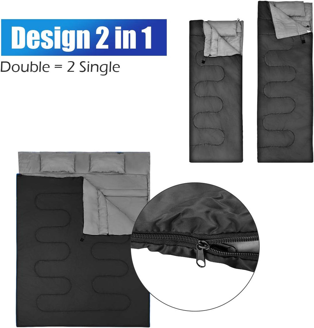 DREAMADE Doppel-Schlafsack, 2 in 1 Outdoor Schlafsack, Doppel Deckenschlafsack, Sommerschlafsack 2er