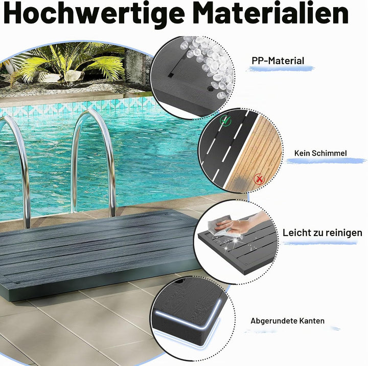 UISEBRT WPC Bodenelement Solardusche Garten Bodenplatte für Gartendusche Pooldusche Poolleiter Outdo