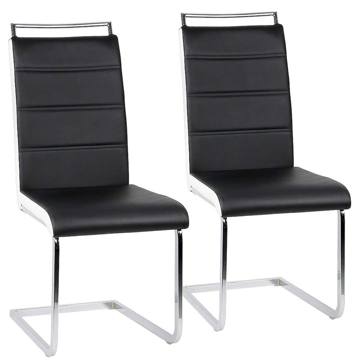 Esszimmerstuhl mit Hoher Rückenlehne, 2-er Set, Schwingstuhl Set, Schwarz + Weiss Schwarz + Weiss 2-