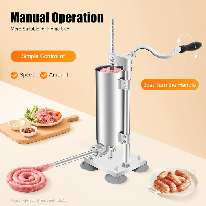 Manueller Wurstfüller, Wurstfüllmaschine Sausage Stuffer Stainless Steel 3 L Bis Zu 6 Pfund Fleisch