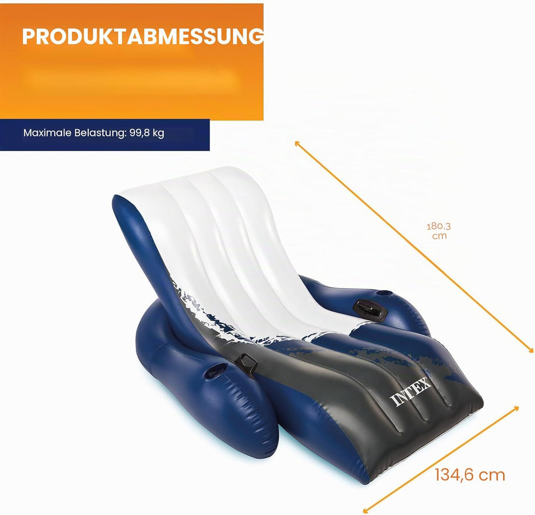 Intex Floating Recliner Lounge - Aufblasbarer Badelounge, mehrfarbig, 180 x 135