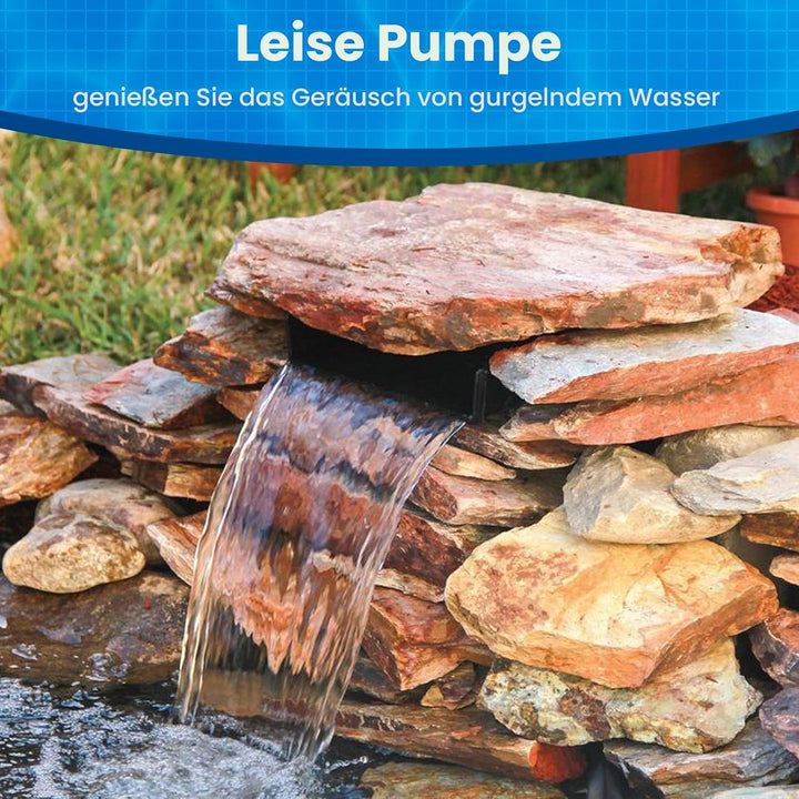 Biling Wasserfall für Gartenteich Teich Garten, 30cm Edelstahl Teichwasserfall Set 40W 2500 L/H Teic