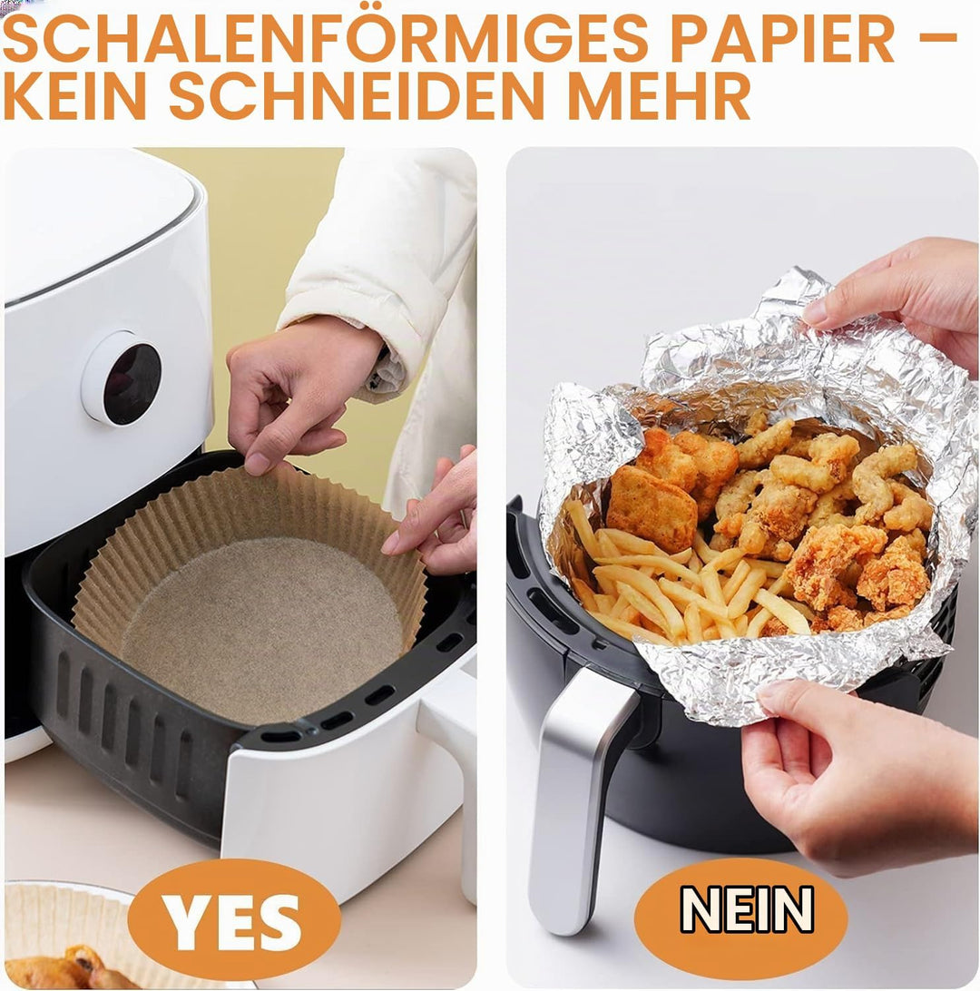 AiQInu Backpapier für Heissluftfritteuse, Airfryer Backpapier Rund 16cm 200 Stück BPA-frei Wasserdic