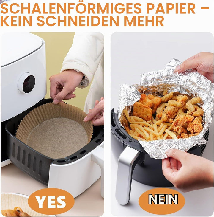 AiQInu Backpapier für Heissluftfritteuse, Airfryer Backpapier Rund 16cm 200 Stück BPA-frei Wasserdic