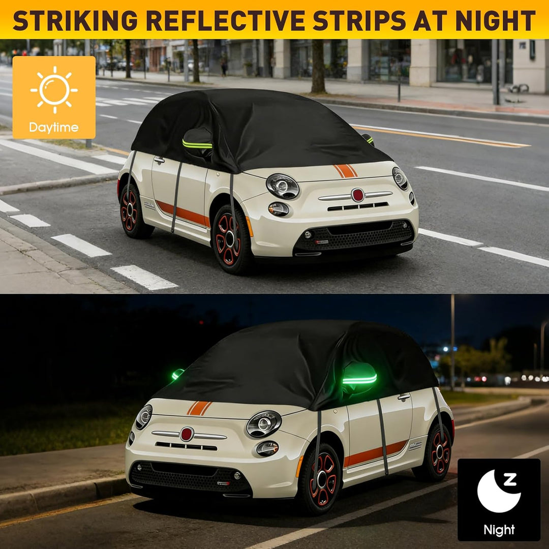 Halbe Autoabdeckung Ersatz Passend für FIAT 500 Abarth 595 (2010-2025), Sonnenfest Hälfte Halbgarage