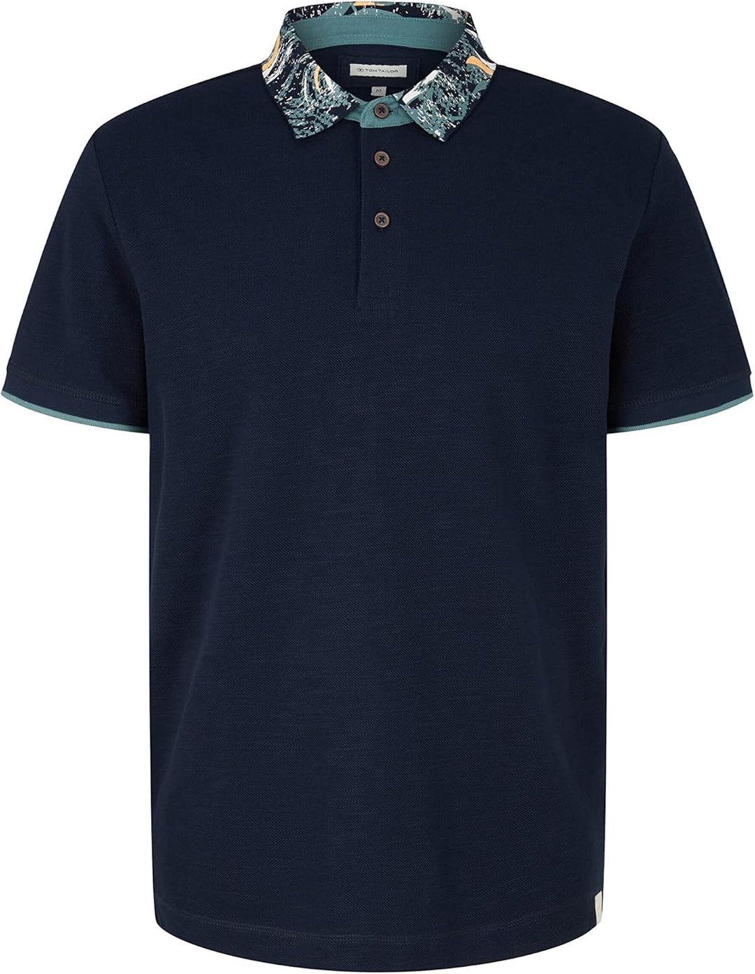 TOM TAILOR Herren Poloshirt mit gemustertem Kragen, 10668 - Sky Captain Blue