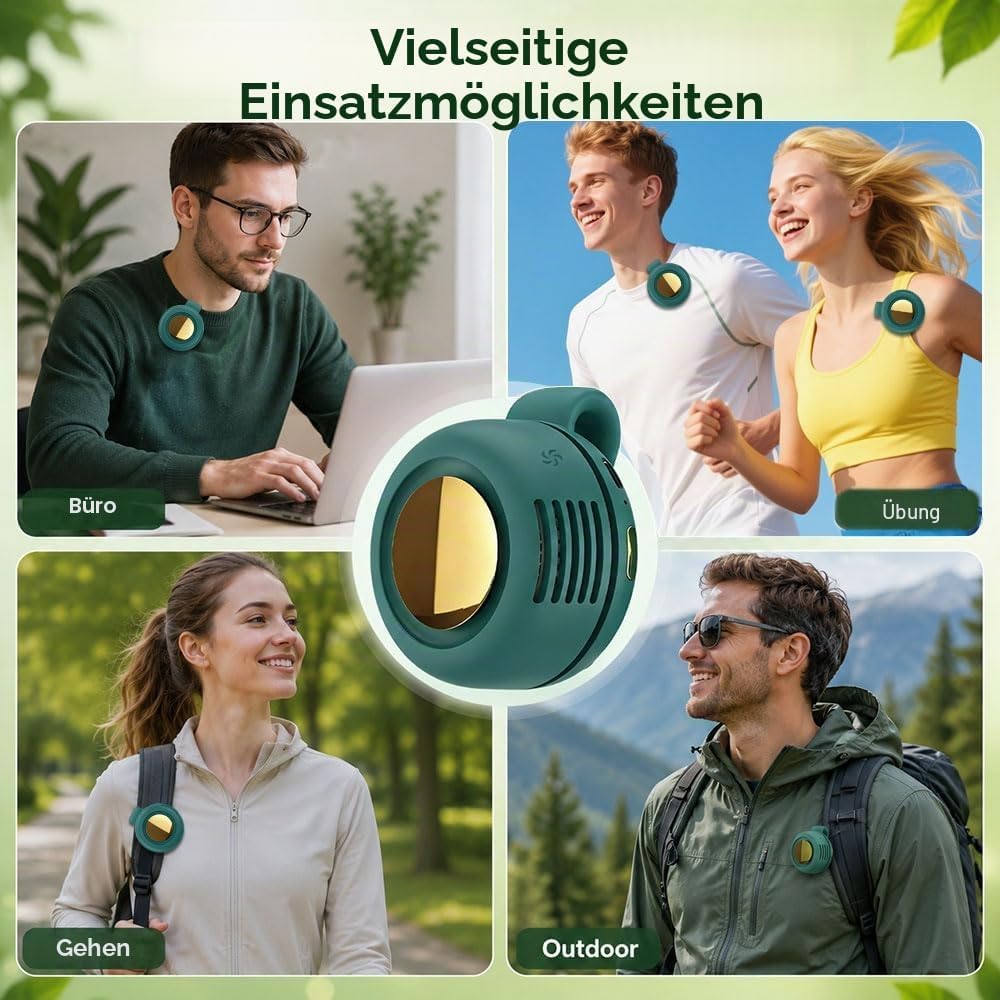 Tragbarer Clip Ventilator, Leiser Mini Ventilator ohne Flügel, mit 3 Geschwindigkeiten &amp; 360° Drehba