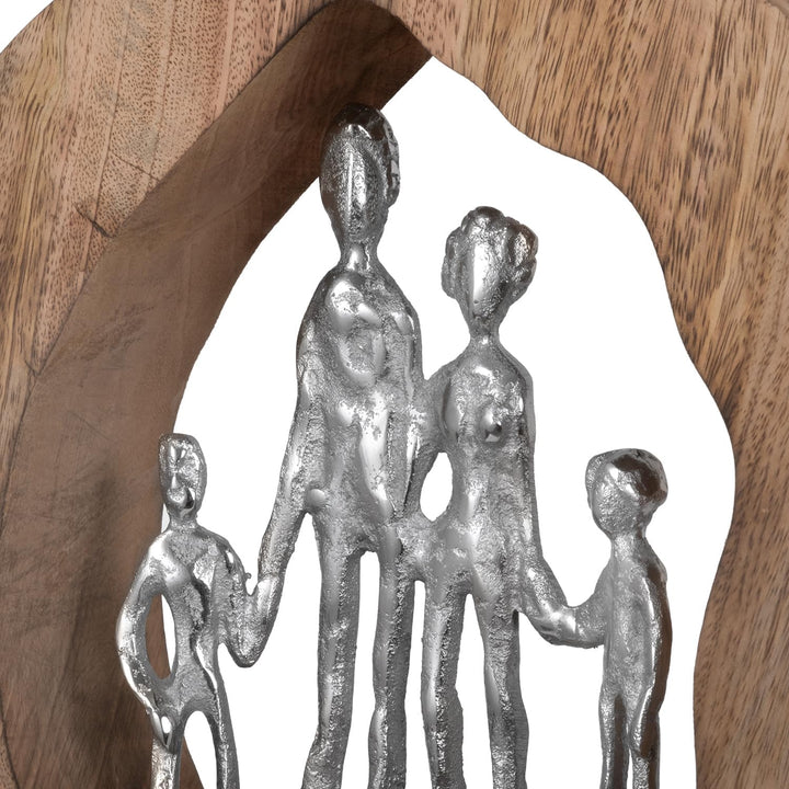 Moritz Skulptur Familie I Family I 29 x 7 x 28 cm schöne Dekofigur I Harmonie I Mango Holz Aluminium