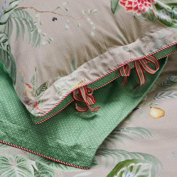 PIP Studio Bettwäsche Floris Khaki 1 Bettbezug 200 x 200 cm + 2 Kissenbezüge 80 x 80 cm, 1 Bettbezug