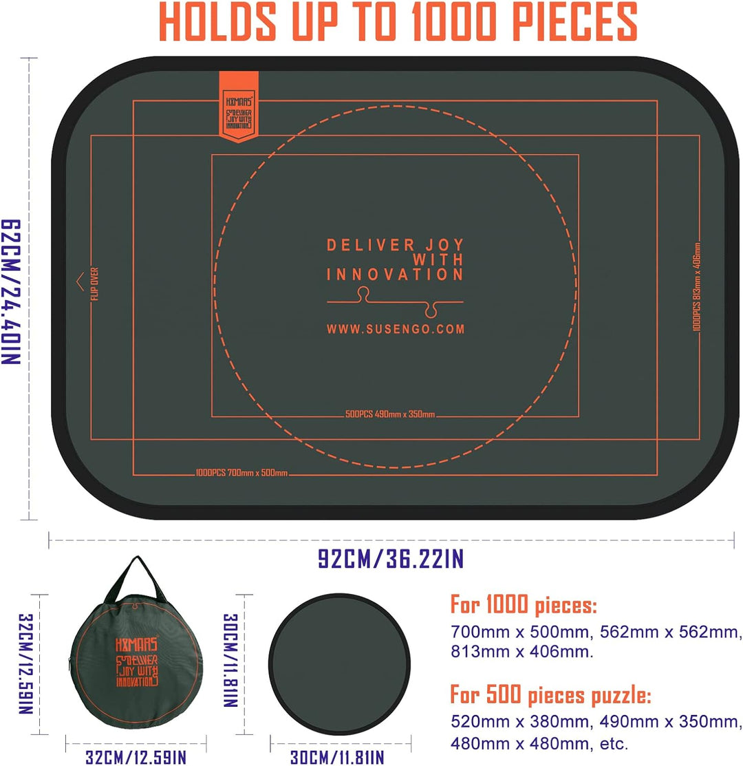HXMARS Faltbares Puzzlebrett: Grosse Tragbare 1000-Teile-Puzzlematte mit 6 Schubladen, Puzzle-Aufbew