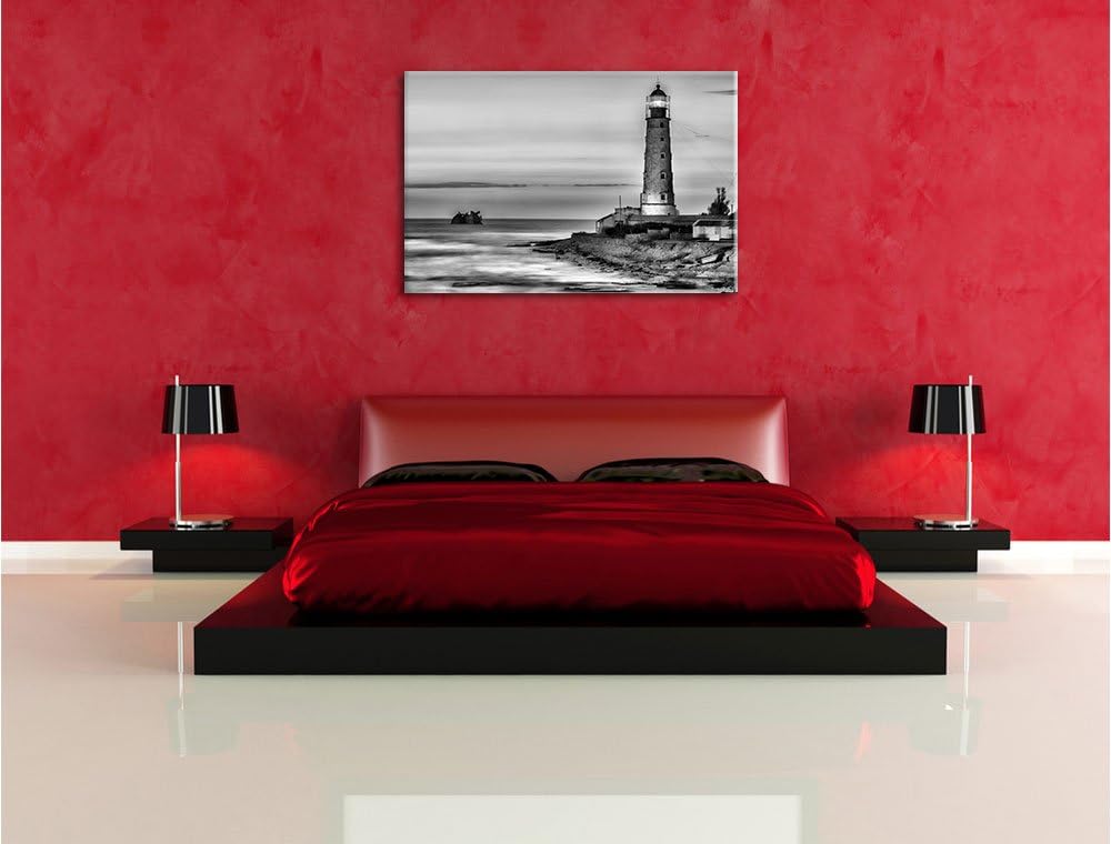 Pixxprint Leuchtturm in Abenddämmerung als Leinwandbild | Grösse: 100x70 | Wandbild| Kunstdruck | fe