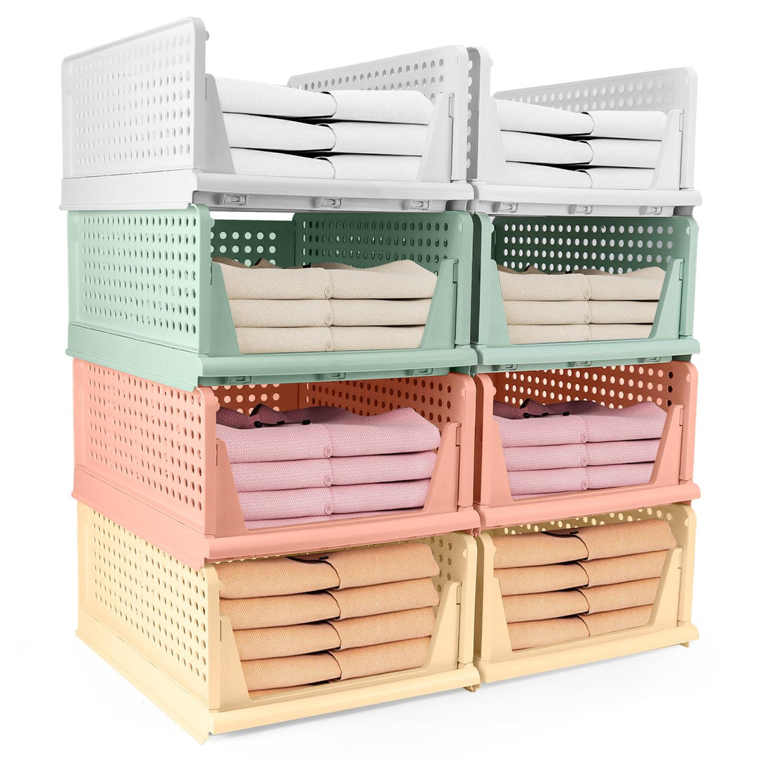 Diealles Shine Stapelbare Schubladenboxen, 8 Stück Kleiderschrank Organizer Ausziehbar, Plastik Schu