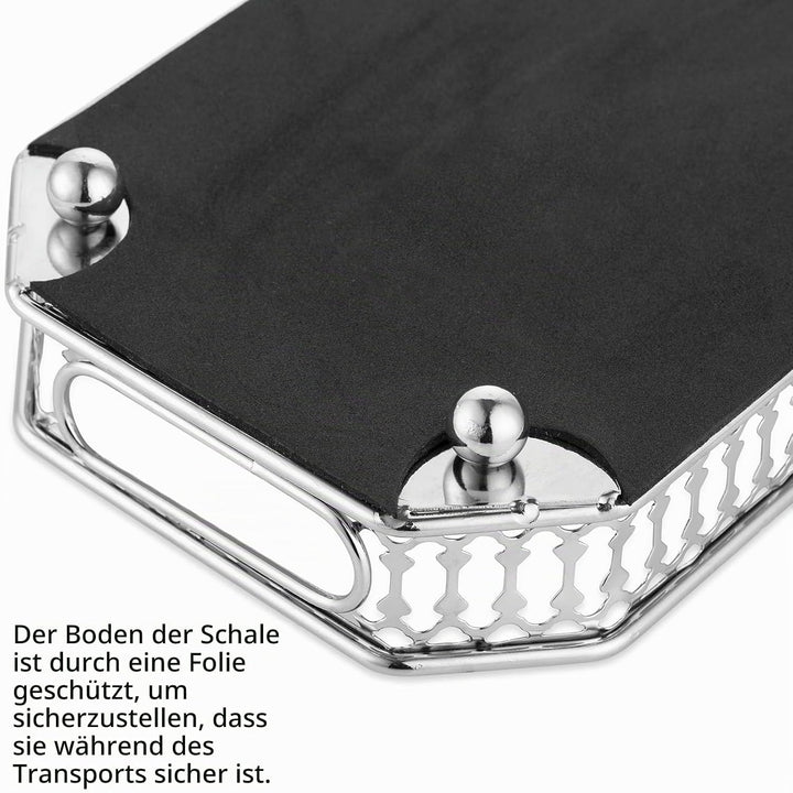 NUPTIO Silbernes verspiegeltes Schminktablett, 29 cm Länge, Schmuck-Display, dekorativer Spiegel, Ko
