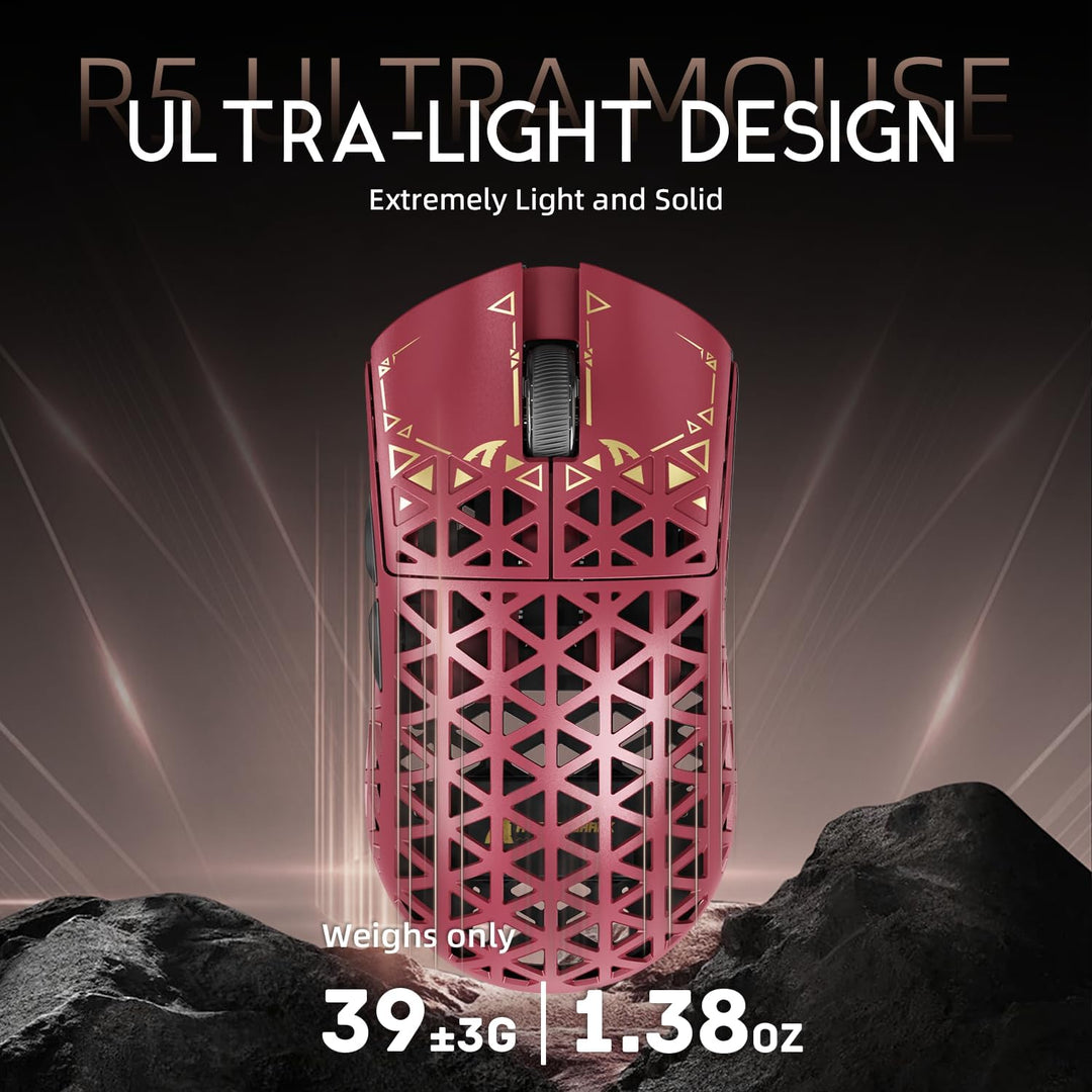 ATTACK SHARK R5 Ultra Carbonfaser Gaming-Maus, 39g Superlight, 8000Hz Kabellose Mouse, 42000 DPI, PA